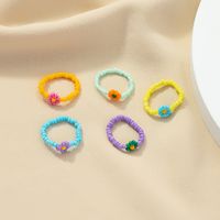 Fashion Vintage Colorful Miyuki Beads Woven Flower Ring Set main image 1
