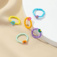 Fashion Vintage Colorful Miyuki Beads Woven Flower Ring Set main image 3