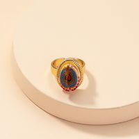 European And American Popular Ornament Wholesale 1 Shell Printed Ring Female Open Ring Cross-border Ins Jewelry Qingdao Ornament main image 4