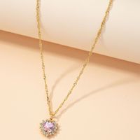 Korean Style Diamond Heart Pendant Necklace Wholesale Nihaojewelry main image 1