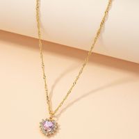 Korean Style Diamond Heart Pendant Necklace Wholesale Nihaojewelry main image 2