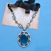 Cinta Negra Retro Cristal Azul Colgante Suéter Collar De Cadena Joyería Al Por Mayor Nihaojewelry sku image 1