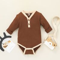 Long Sleeve Button Solid Color Children's Romper Wholesale Nihaojewelry sku image 6
