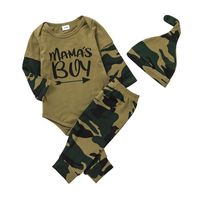 Fashion Camouflage Three-piece Baby Long-sleeved Romper Trousers Suit Wholesale Nihaojewelry sku image 1