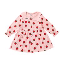 Vestido De Manga Larga Con Estampado De Fresa Rosa Para Niños De Moda Al Por Mayor Nihaojewelry sku image 2