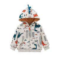 Cartoon Baby Hooded Long Sleeve Top Autumn Baby Cute Zip-up Shirt Children's Clothing Spot Romper sku image 1