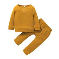 Ropa De Bebé 0-3 Años 2021 Otoño Niñas Pullover De Dos Piezas Casual Color Sólido Sudadera Con Capucha sku image 2