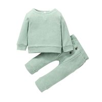 Baby Clothes 0-3 Years Old 2021 Autumn Girls' Pullover Two-piece Casual Solid Color Hoodie Suit sku image 5