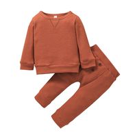 Ropa De Bebé 0-3 Años 2021 Otoño Niñas Pullover De Dos Piezas Casual Color Sólido Sudadera Con Capucha sku image 10