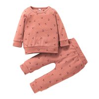 Fashion Children's Solid Color Sweater Trousers Printed Round Neck Two-piece Wholesale Nihaojewelry sku image 1