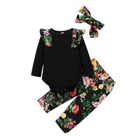 2021 Foreign Trade Children's Wear Baby Long Sleeved Romper Suit European And American Autumn Baby Jumpsuit Floral Two-piece Suit sku image 11