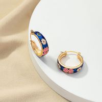 1 Pair Drip Glazed Flower Earrings Flower Wheel Harajuku Style Pastoral Women's Fashion Cold Wind Vintage Earrings sku image 1