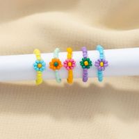 Fashion Vintage Colorful Miyuki Beads Woven Flower Ring Set sku image 1