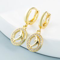 Pendentif Dauphin Boucles D&#39;oreilles En Zircon Incrusté De Cuivre En Gros Nihaojewelry sku image 1