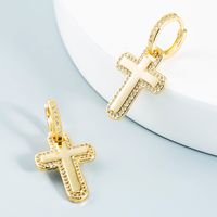 Cross Pendant Copper Inlaid Zircon Earrings Wholesale Nihaojewelry main image 7