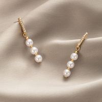 Korean Style Rhinestone Pearl Pendant Earrings Wholesale Nihaojewelry main image 3