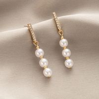Korean Style Rhinestone Pearl Pendant Earrings Wholesale Nihaojewelry sku image 1