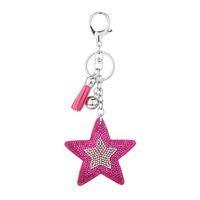 Sequined European And American Style Creative Two-color Diamond-embedded Korean Velvet Pentagram Tassel Keychain Pendant Bag Ornament Wholesale main image 6