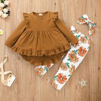 Children New Lotus Leaf Lace Skirt Trousers Printing Two-piece Suit Wholesale Nihaojewelry main image 3