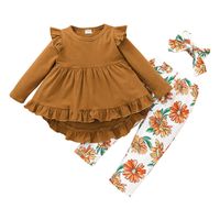 Children New Lotus Leaf Lace Skirt Trousers Printing Two-piece Suit Wholesale Nihaojewelry main image 6