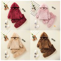 Fashion Pink Baby Hooded Two-piece Sweater Trouser Suit Wholesale Nihaojewelry main image 2