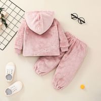 Fashion Pink Baby Hooded Two-piece Sweater Trouser Suit Wholesale Nihaojewelry main image 3