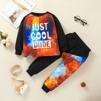 Casual Children English Letter Printing Round Neck Top Trousers Two-piece Wholesale Nihaojewelry main image 1