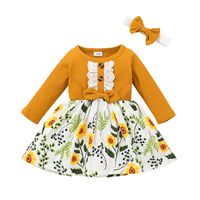 Children Pit Stripe Floral Print Long-sleeved A-line Skirt Wholesale Nihaojewelry main image 6