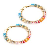Retro Ethnic Style Bohemian Color Geometric Miyuki Bead Pure Woven Large Circle Earrings For Women Wholesale main image 4