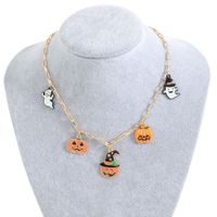 Halloween Cartoon Kürbis Öltropfen Geist Anhänger Halskette Großhandel Nihaojewelry main image 4
