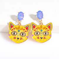 Boucles D&#39;oreilles En Diamant En Alliage Animal Chat Halloween Bijoux En Gros Nihaojewelry main image 3