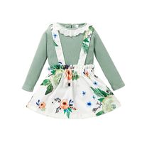 Moda Niños Blusa A Rayas De Manga Larga Falda De Tirantes Impresa De Dos Piezas Al Por Mayor Nihaojewelry sku image 2