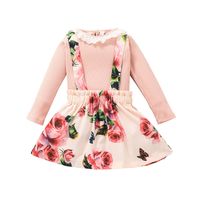 Fashion Children Long-sleeved Striped Blouse Printed Suspender Skirt Two-piece Wholesale Nihaojewelry sku image 6