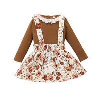 Moda Niños Blusa A Rayas De Manga Larga Falda De Tirantes Impresa De Dos Piezas Al Por Mayor Nihaojewelry sku image 12