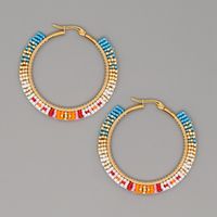 Retro Ethnic Style Bohemian Color Geometric Miyuki Bead Pure Woven Large Circle Earrings For Women Wholesale sku image 2