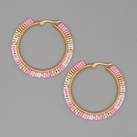 Retro Ethnic Style Bohemian Color Geometric Miyuki Bead Pure Woven Large Circle Earrings For Women Wholesale sku image 3