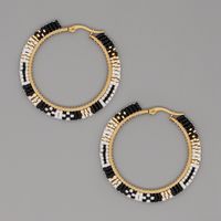 Retro Ethnic Style Bohemian Color Geometric Miyuki Bead Pure Woven Large Circle Earrings For Women Wholesale sku image 4