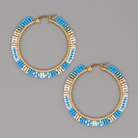 Retro Ethnic Style Bohemian Color Geometric Miyuki Bead Pure Woven Large Circle Earrings For Women Wholesale sku image 5