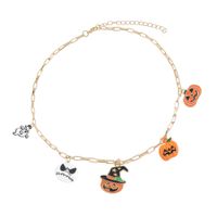 Halloween Cartoon Kürbis Öltropfen Geist Anhänger Halskette Großhandel Nihaojewelry sku image 1