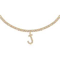 26 English Letter Diamond Pendant Necklace Wholesale Nihaojewelry sku image 19