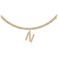 26 English Letter Diamond Pendant Necklace Wholesale Nihaojewelry sku image 27