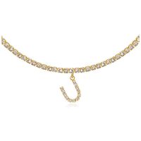 26 English Letter Diamond Pendant Necklace Wholesale Nihaojewelry sku image 41