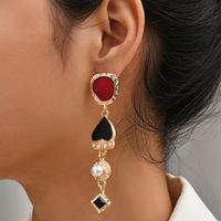 New Alloy Drop Oil Long Earrings Exaggerated Bohemian Style Drop-shaped Earrings For Women main image 1