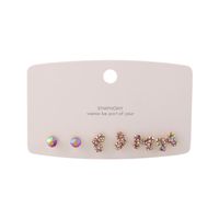 Korean Fashion Colorful Inlaid Rhinestone Bow Heart Flower Earrings 6-piece Set Wholesale Nihaojewelry main image 3