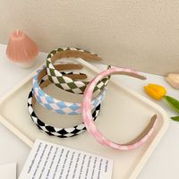 New Wide-brimmed Color Matching Checkerboard Sponge Headband Wholesale Nihaojewelry main image 1