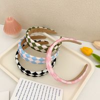 New Wide-brimmed Color Matching Checkerboard Sponge Headband Wholesale Nihaojewelry main image 2