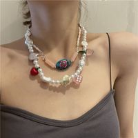 Bohemian Style Painted Stone Crystal Pearl Beaded Necklace Wholesale Nihaojewelry main image 1