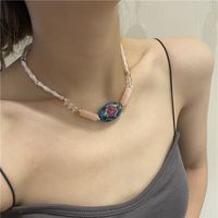 Bohemian Style Painted Stone Crystal Pearl Beaded Necklace Wholesale Nihaojewelry main image 3