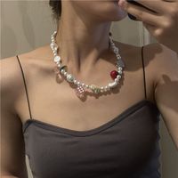 Bohemian Style Painted Stone Crystal Pearl Beaded Necklace Wholesale Nihaojewelry main image 4