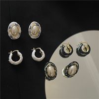 Retro Enamel Oval Button Earrings Wholesale Nihaojewelry main image 2